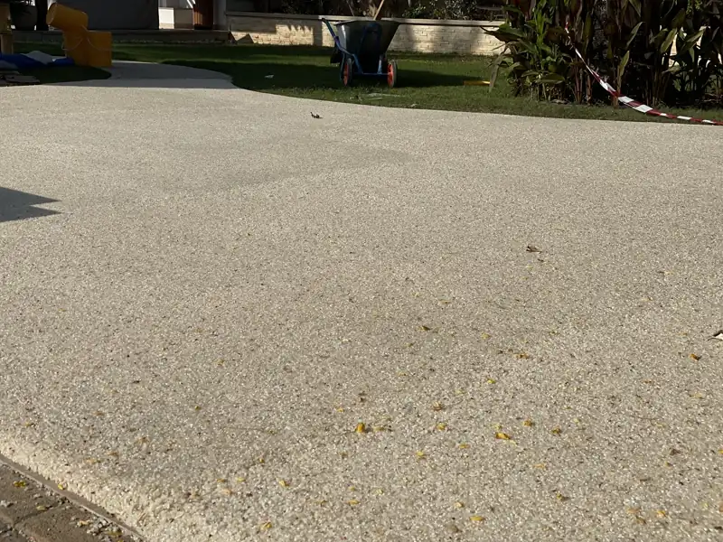 Completed resin bound surface in warm daylight